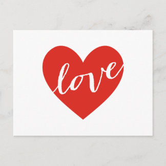 Love, red heart postcard