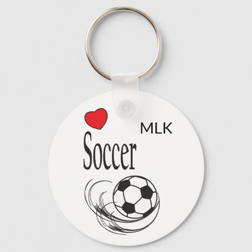 Love Red Heart Soccer Ball Keychain