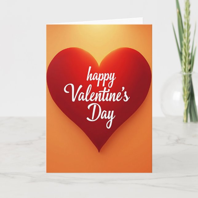 Love Red Heart Valentines Day Card (Front)