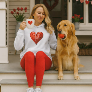 Love Red Heart Valentine's Day for Her  Hoodie