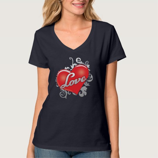 Love Red Heart Women's Hanes Nano V-Neck T-Shirt