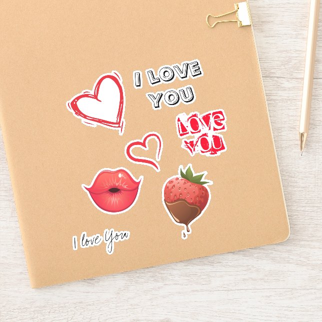 Love Red Hearts and quotes design Sticker (Notebook)