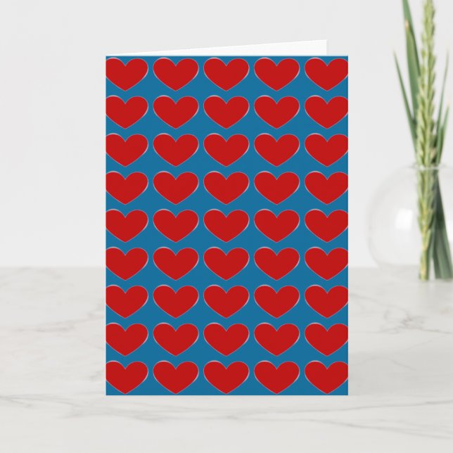Love Red Hearts Blue Pop Art Greeting Cards (Front)