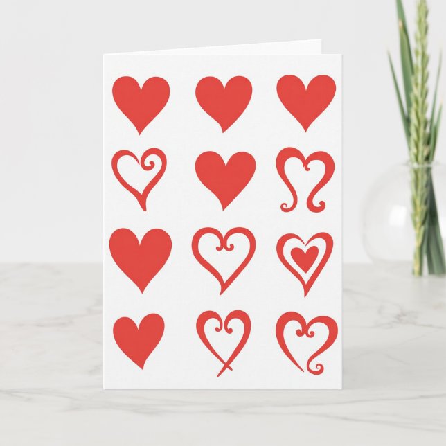 Love Red Hearts Card (Front)