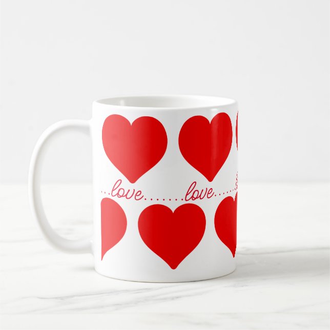 Love red hearts coffee mug (Left)