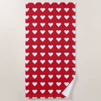 Love Red Hearts Pattern Valentine Beach Towel