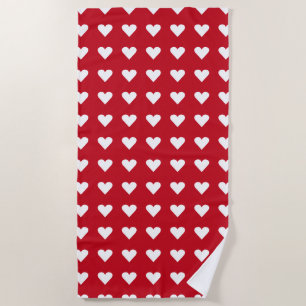 Love Red Hearts Pattern Valentine Beach Towel