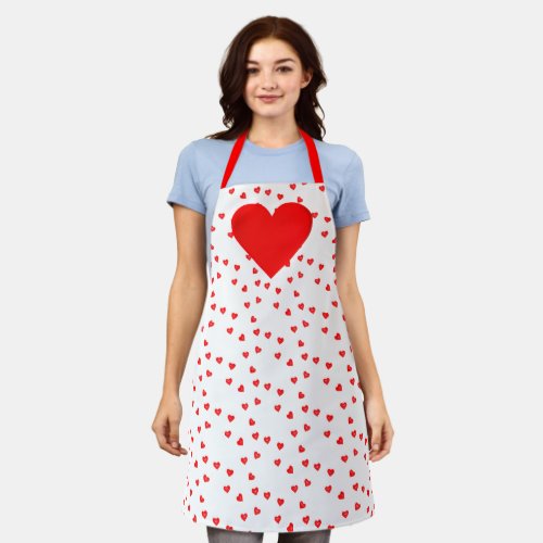Love Red Hearts Valentines Day All_Over_Print Apron