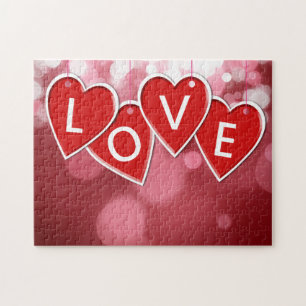 LOVE Red Hearts Valentine's Day Jigsaw Puzzle