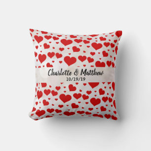 Love Red Hearts Valentines Day Wedding Anniversary Throw Pillow