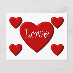 Love Red Hearts Wedding Anniversary Miss You Postcard