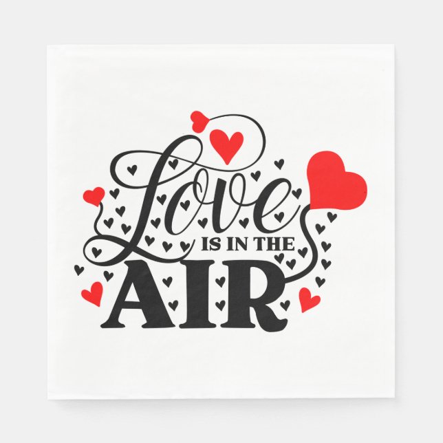 Love Red Hearts Wedding, Bridal Shower, Engagement Napkins (Front)