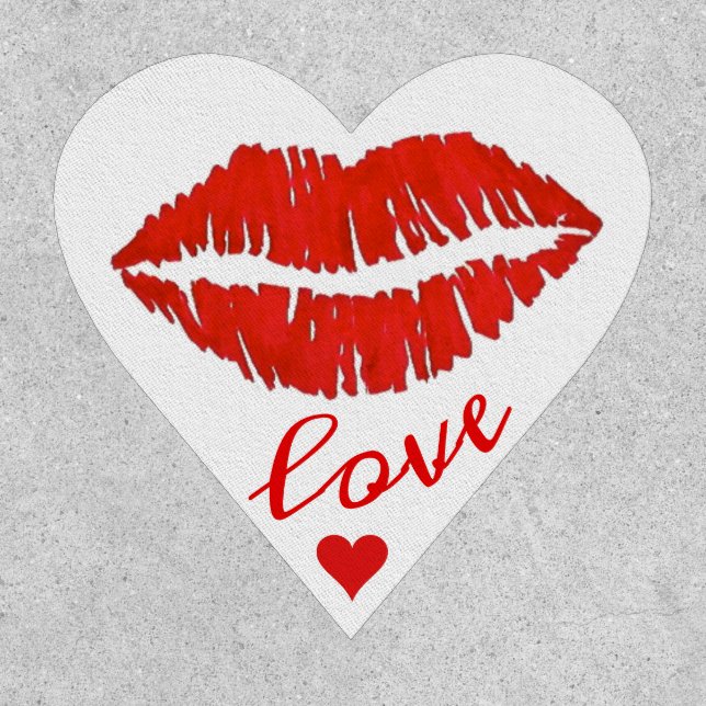 LOVE Red Lips Lipstick Kiss Valentine's Day Kisses Patch (Front)