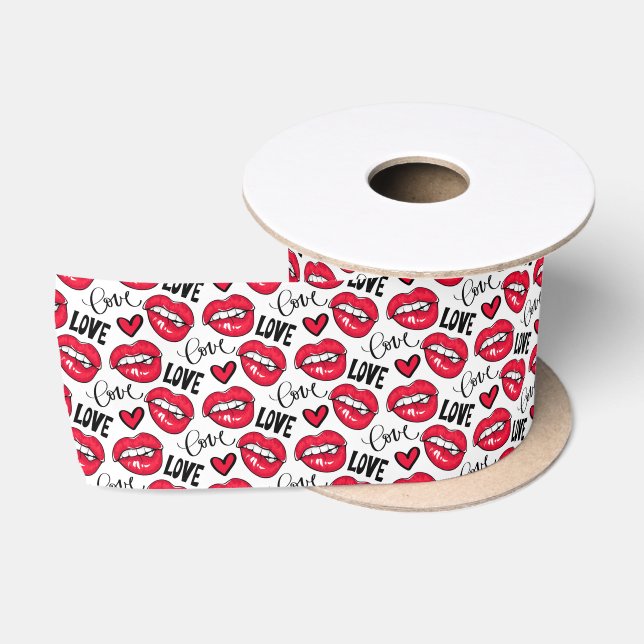 Love Red Lips  Satin Ribbon (Spool)