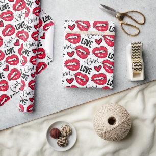 Love Red Lips Wrapping Paper
