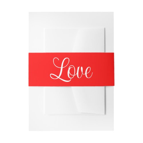 Love Red Minimalist Romantic Wedding Invitation Belly Band