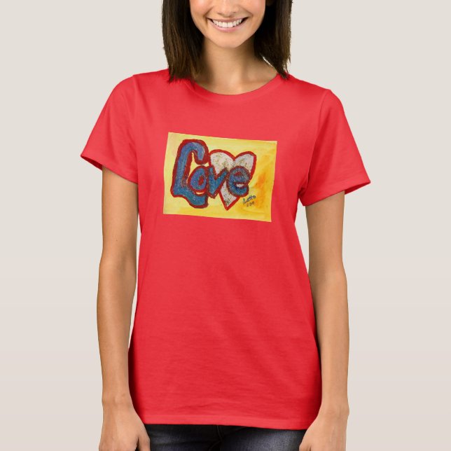 Love Red Rim Heart Inspirational Word Art TShirt (Front)