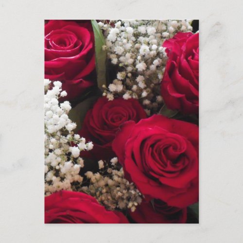 Love Red Roses Bouquet Valentines Day Floral PC Postcard