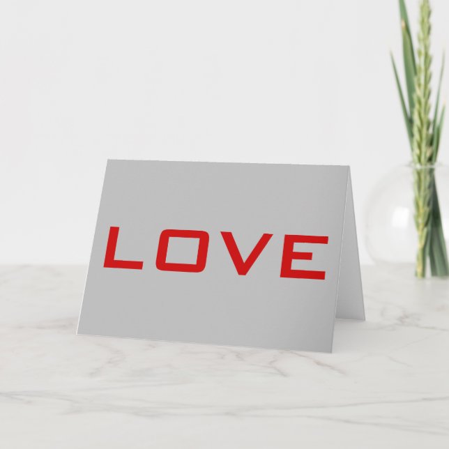 Love Red Silver Gray Color Greeting Card (Front)
