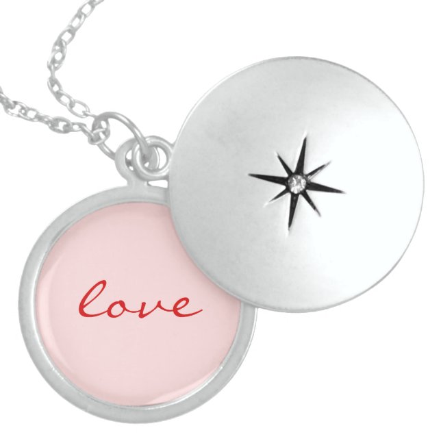Love red text locket necklace (Front)
