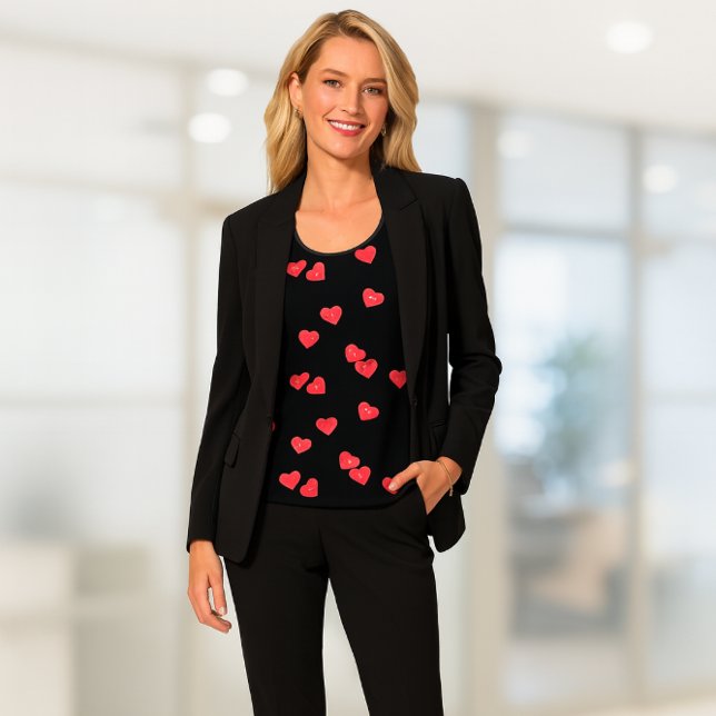 Love Red Valentine Heart Pattern Tank Top (This heart-designed tank top serves as a versatile wardrobe essential.)