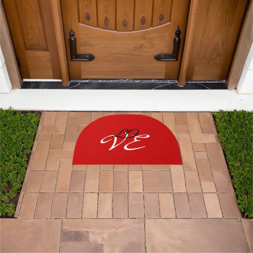 Love Red White Black Color Calligraphy Script Doormat