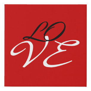 Love Red White Black Color Calligraphy Script Faux Canvas Print