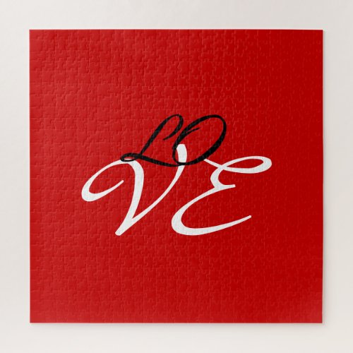 Love Red White Black Color Calligraphy Script Jigsaw Puzzle