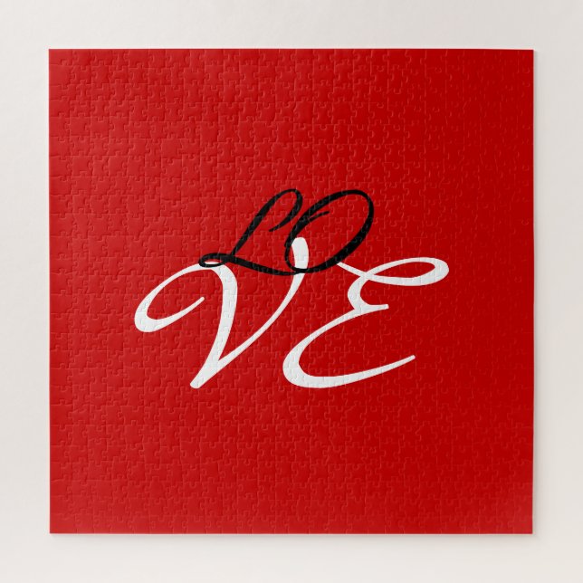 Love Red White Black Color Calligraphy Script Jigsaw Puzzle (Vertical)
