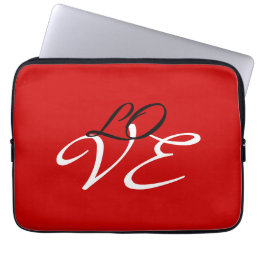 Love Red White Black Color Calligraphy Script Laptop Sleeve