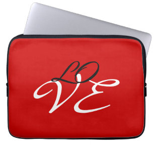 Love Red White Black Color Calligraphy Script Laptop Sleeve