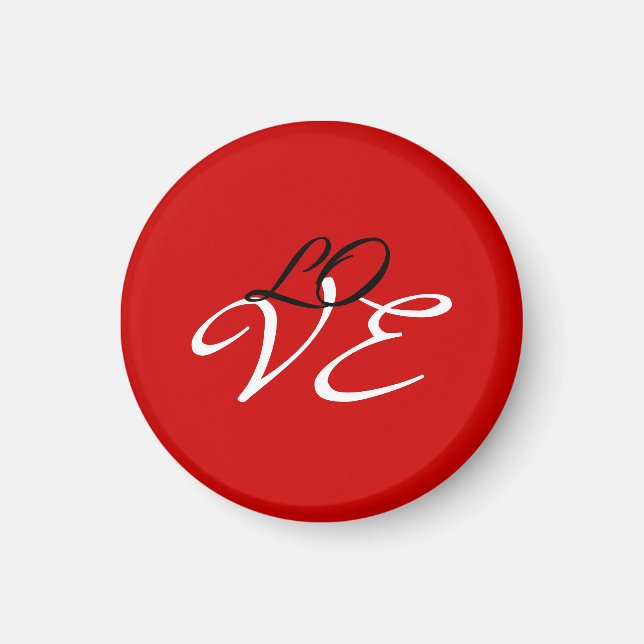 Love Red White Black Color Calligraphy Script Magnet (Front)