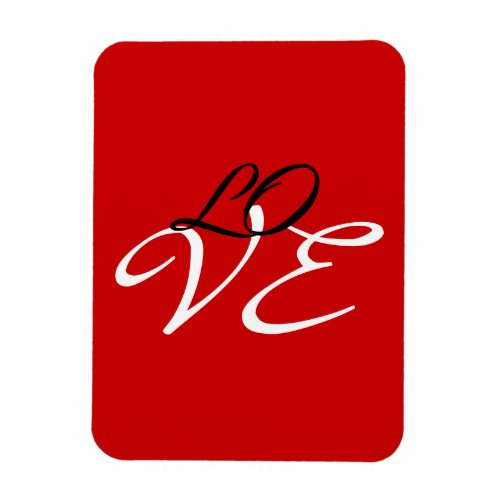 Love Red White Black Color Calligraphy Script Magnet