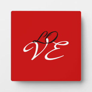 Love Red White Black Color Calligraphy Script Plaque