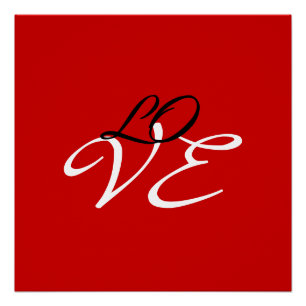 Love Red White Black Color Calligraphy Script Poster