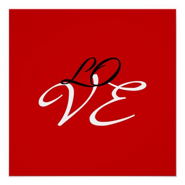 Love Red White Black Color Calligraphy Script Poster (Front)