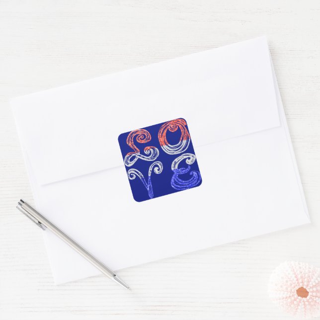 LOVE Red White Blue Sparkle Fabric Font Sticker (Envelope)