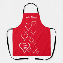 Love Red with White Hearts Print Apron