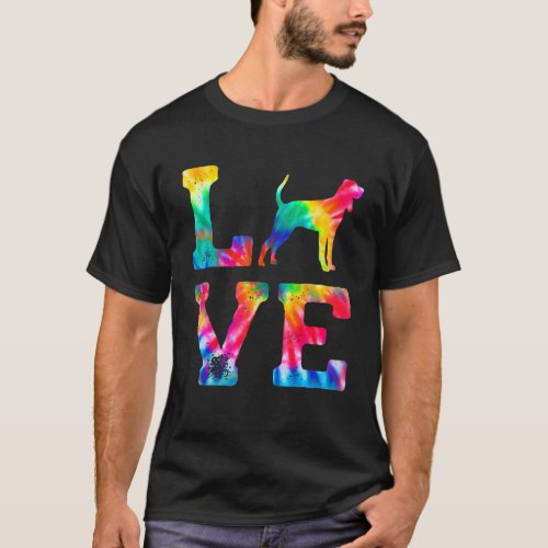 Love Redbone Coonhound Tie Dye Dog Mom Dad T_Shirt
