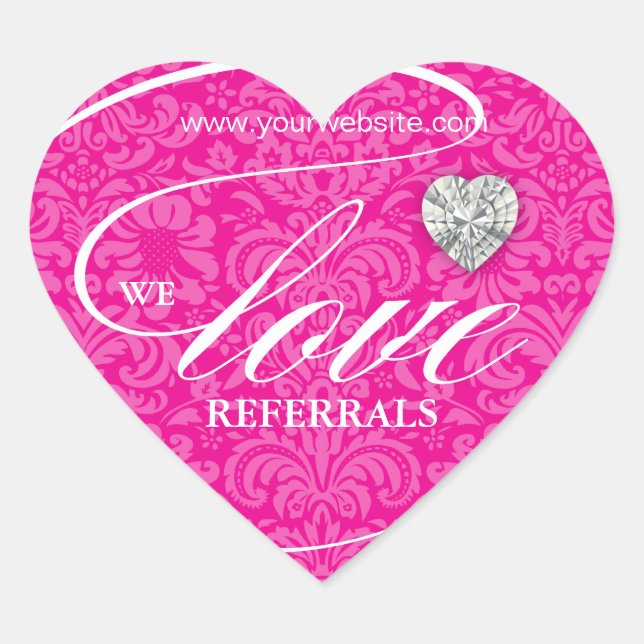 Love Referrals Sticker Jewelry Heart Floral Damask (Front)