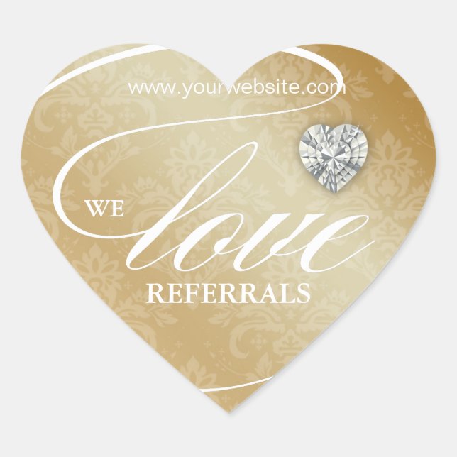 Love Referrals Sticker Jewelry Heart Gold (Front)