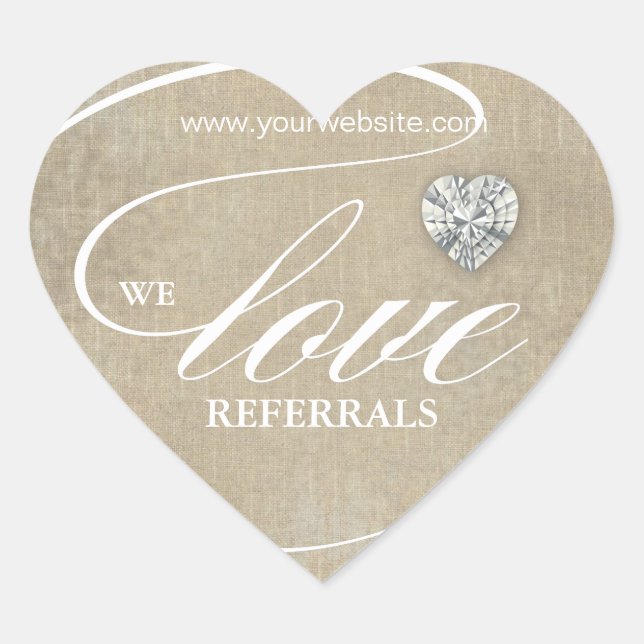 Love Referrals Sticker Jewelry Heart Linen (Front)