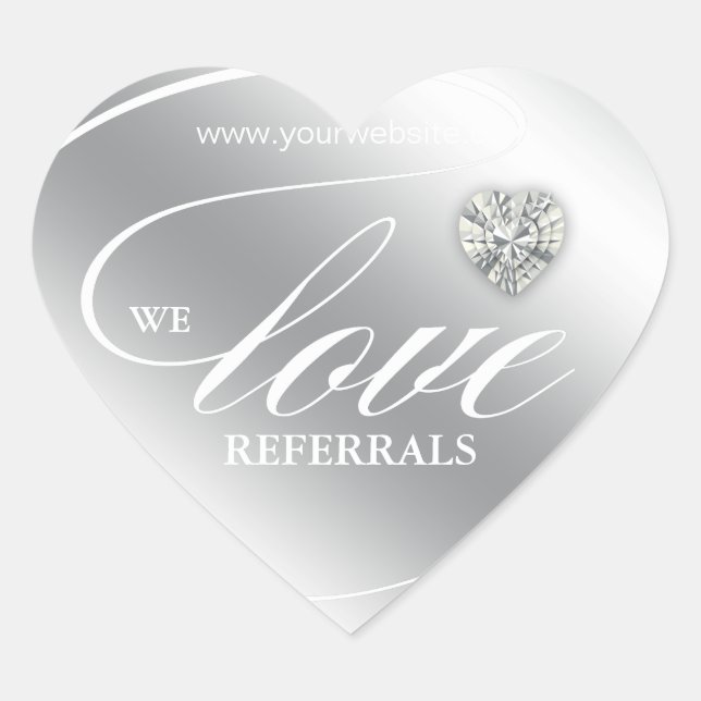 Love Referrals Sticker Jewelry Heart Silver (Front)