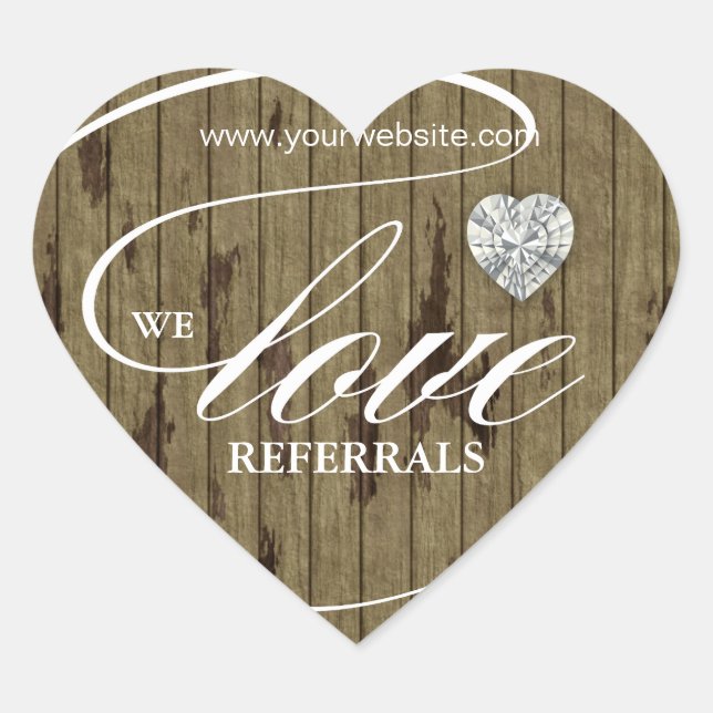 Love Referrals Sticker Jewelry Heart Wood (Front)