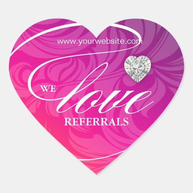 Love Referrals Sticker Jewelry Pink Flower Heart (Front)