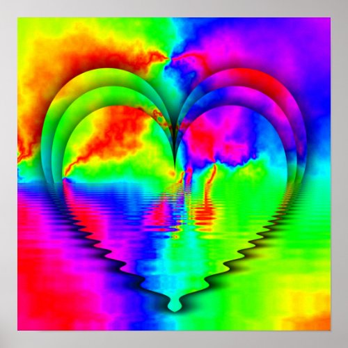 Love reflection rainbow hearts poster