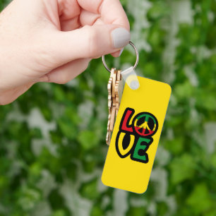 Love reggae music peace symbol reggae keychain