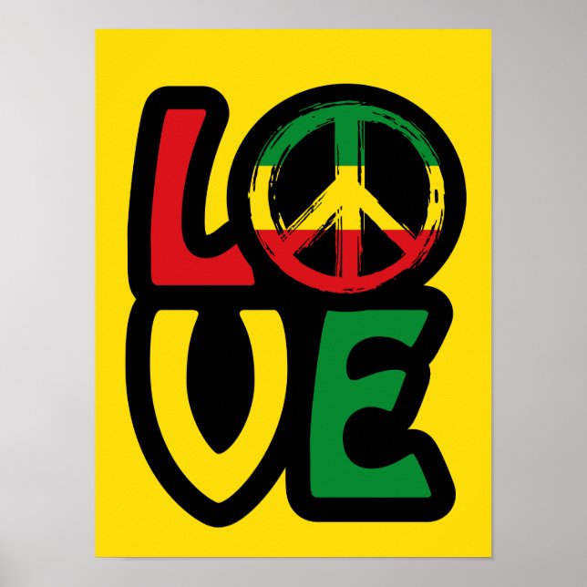 Love reggae music peace symbol reggae Poster (Front)