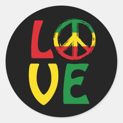 LOVE Reggae with peace Classic Round Sticker