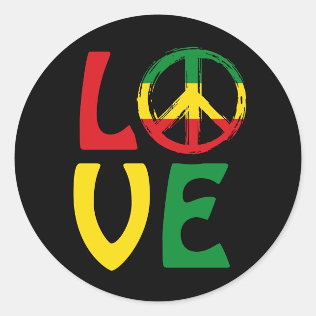 LOVE Reggae with peace symbol Classic Round Sticker (Front)